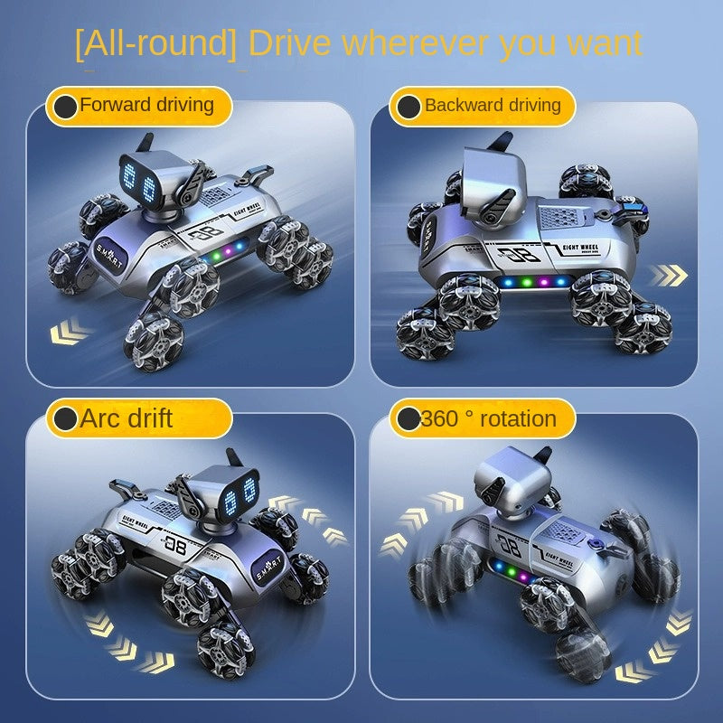 Intelligent 8-Wheel Stunt Electric Robot Dog Toy Deformation Concept for Children Adults Remote Intelligent Mechanical Dog